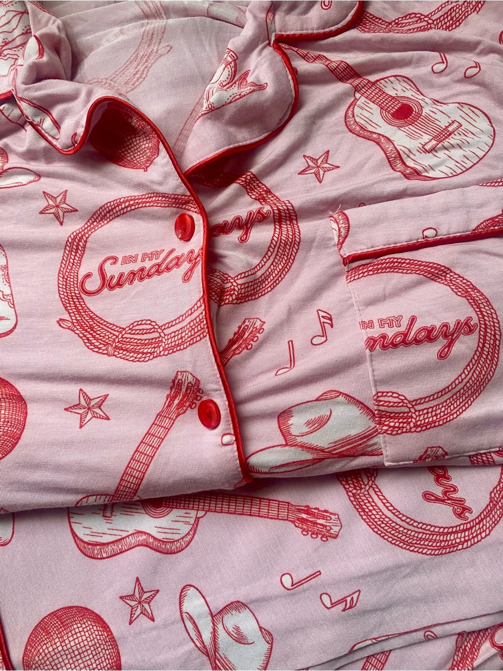 In My Sundays Pink Nashville Print Pajama Set